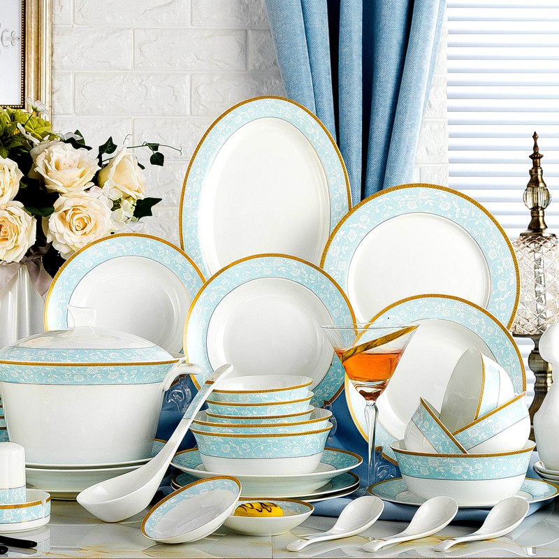 Ipads bowls up phnom penh dish suit household jingdezhen ceramic tableware creative contracted light key-2 luxury combination set bowl bowl plate