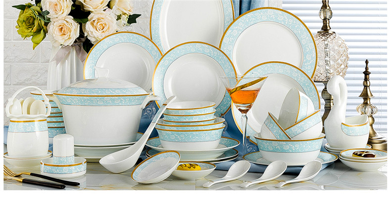 Ipads bowls up phnom penh dish suit household jingdezhen ceramic tableware creative contracted light key-2 luxury combination set bowl bowl plate