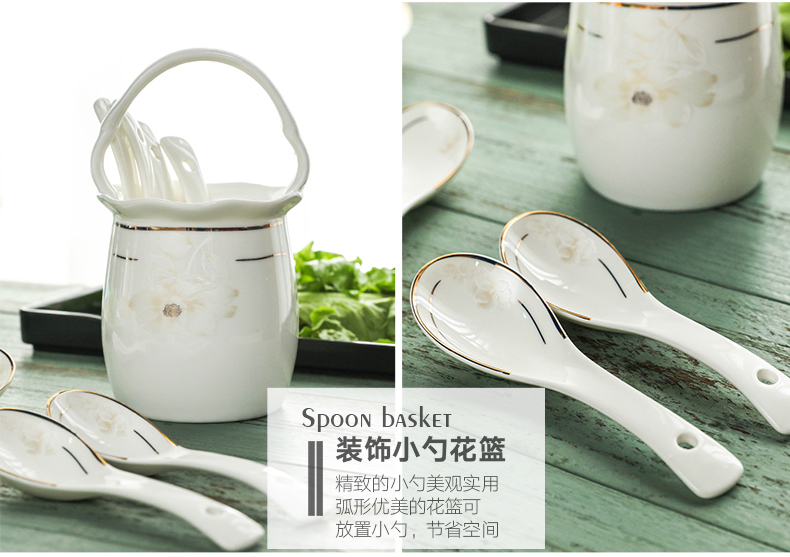 The dishes suit household jingdezhen ceramic tableware suit Chinese ceramic bowl chopsticks bowl dish Korean combination