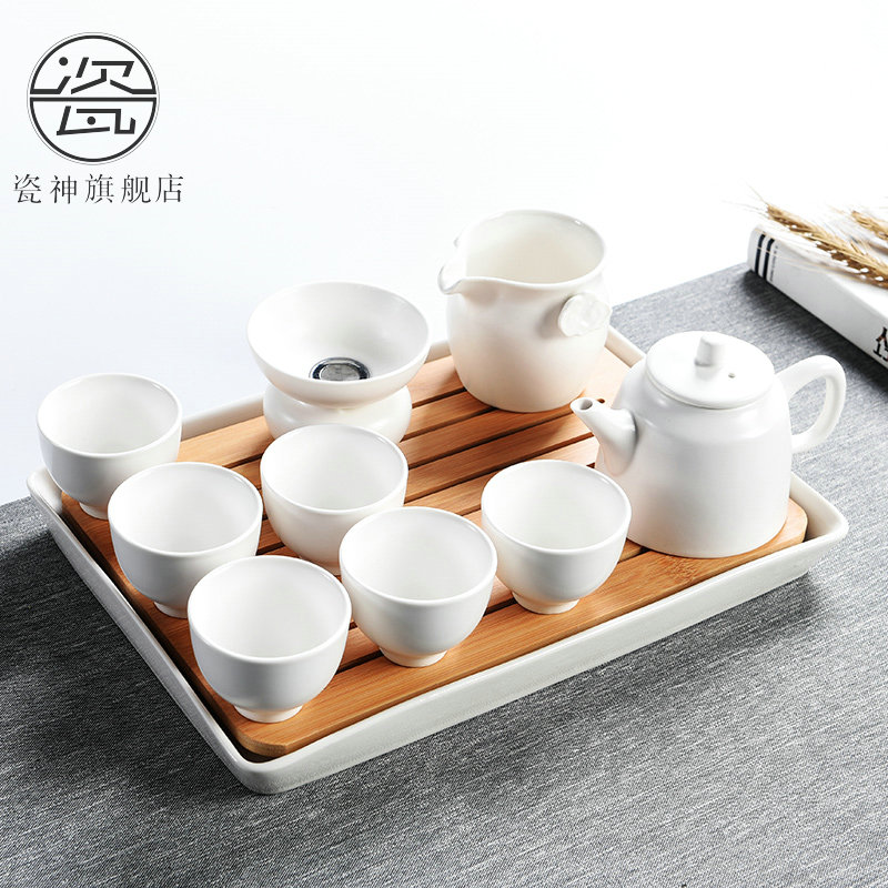 Porcelain ceramic small kung fu tea tray was god household utensils suit Japanese tea taking tea sea contracted the teapot tea cups
