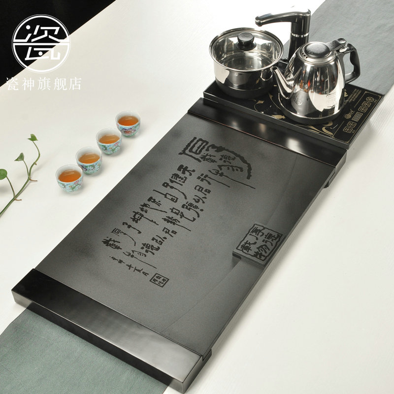Porcelain god sharply stone tea tray induction cooker black tea saucer large stone inscriptions sea tea set four unity of tea set