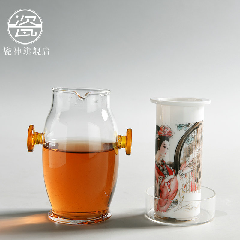 Red cup hot tea ware porcelain god glass tea set ears cup of filter blue and white porcelain teapot household with tea