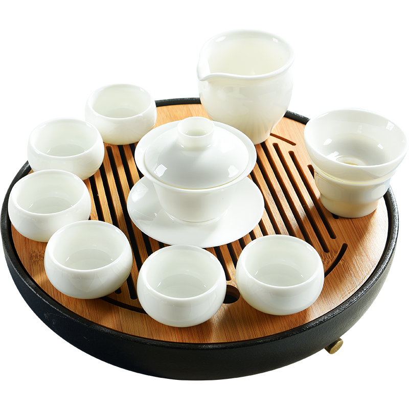 Dehua porcelain god built white porcelain kung fu tea sets tea table contracted household modern ceramic Japanese small dry mercifully tea tray
