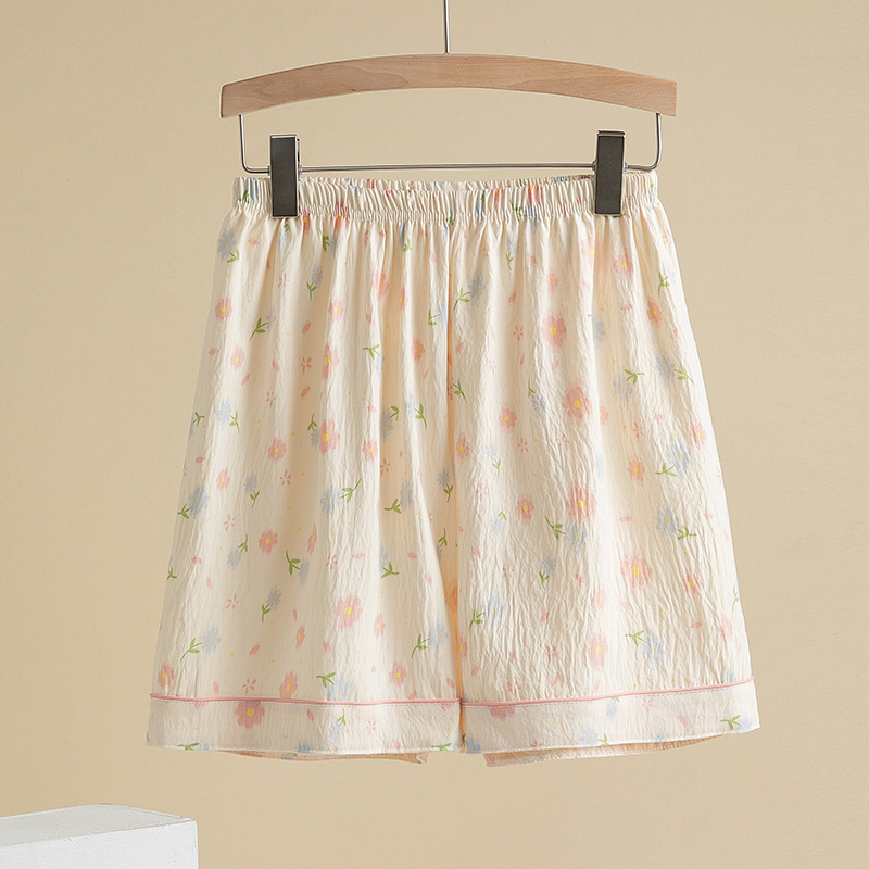 Cotton Silk Pajama Pants for Women, Summer 2025 New Thin Style, Large Size, Suitable for Outdoor Wear, Casual Floral Home Shorts