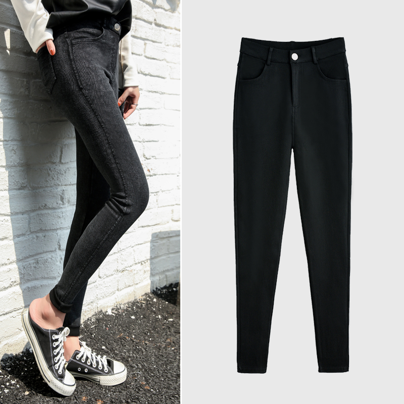 Black pants women's 2021 autumn and winter new pencil pants leggings outerwear thin section Korean version all-match skinny pants