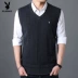 Playboy len vest nam mùa thu và mùa đông vest nam không tay áo len thanh niên áo len nam vest phiên bản Hàn Quốc của thủy triều áo vest nam hàn quốc Dệt kim Vest