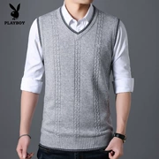 Playboy len vest nam mùa thu và mùa đông vest nam không tay áo len thanh niên áo len nam vest phiên bản Hàn Quốc của thủy triều