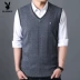 Playboy len vest nam mùa thu và mùa đông vest nam không tay áo len thanh niên áo len nam vest phiên bản Hàn Quốc của thủy triều áo vest nam hàn quốc Dệt kim Vest