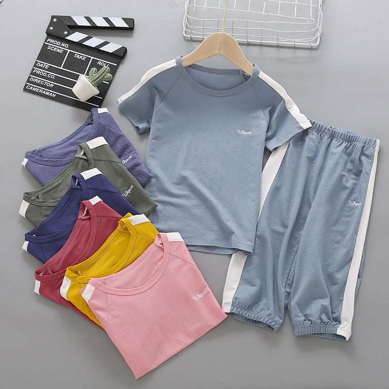 Boys' quick-drying sports suit 2020 new summer children's foreign style girls' short-sleeved casual two-piece summer thin