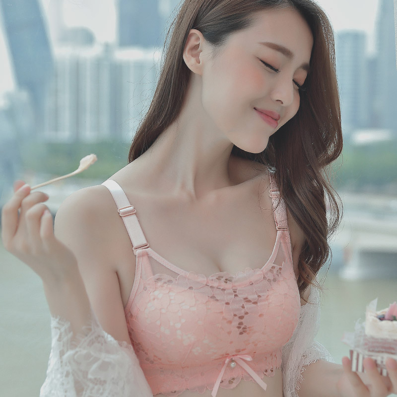 蕾丝文胸聚拢小胸性感内衣女无钢圈少女上托抹胸调整型防走光胸罩