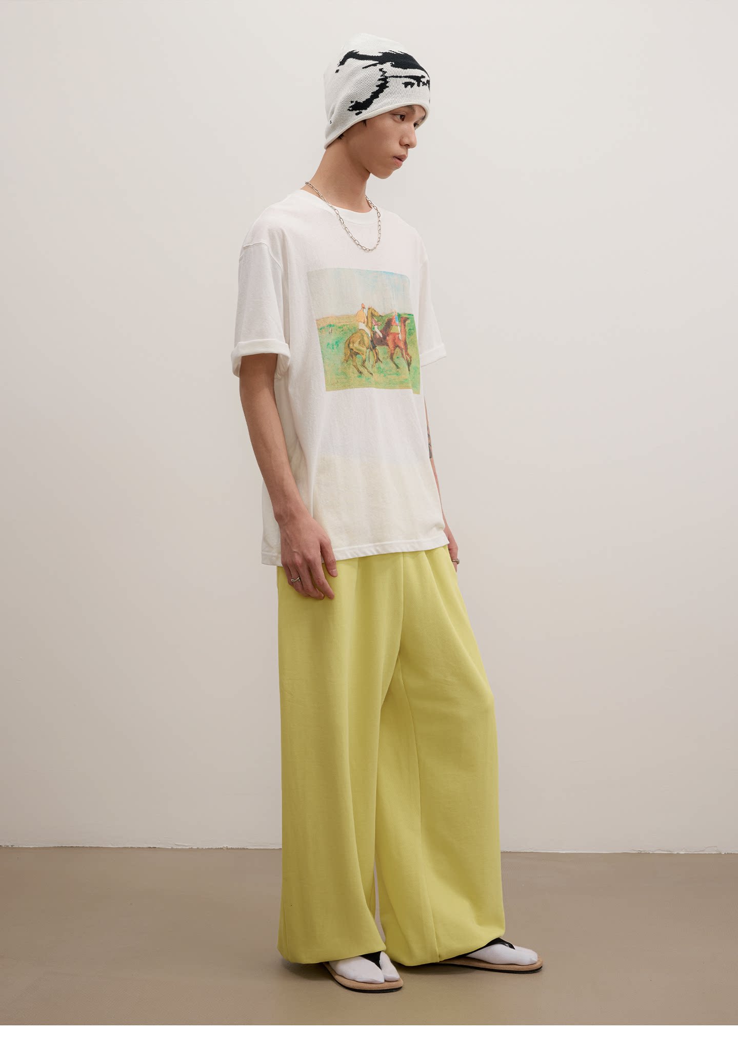 FUNKYFUN Vintage Equestrian Crayon Print Oversized Tee