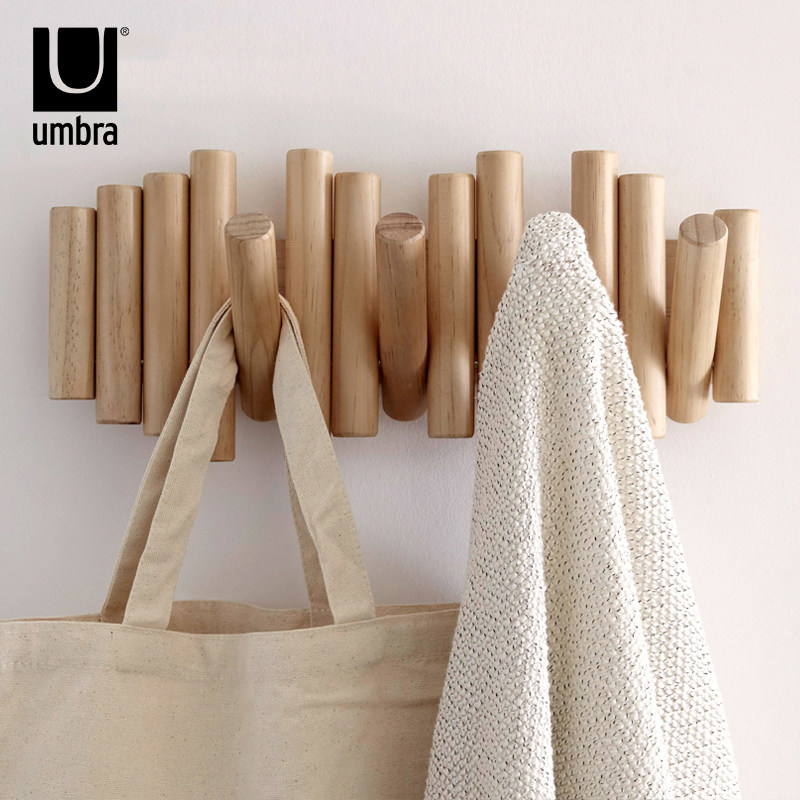 umbra creative solid wood bedroom hanger Multi-function hook shelf wall rack Living room wall coat hat rack