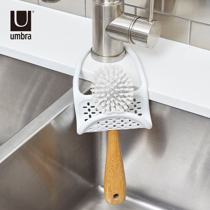 umbra commander creative kitchen sponge drain rack adjustable sink containing hanging basket draining basket kitchen set up