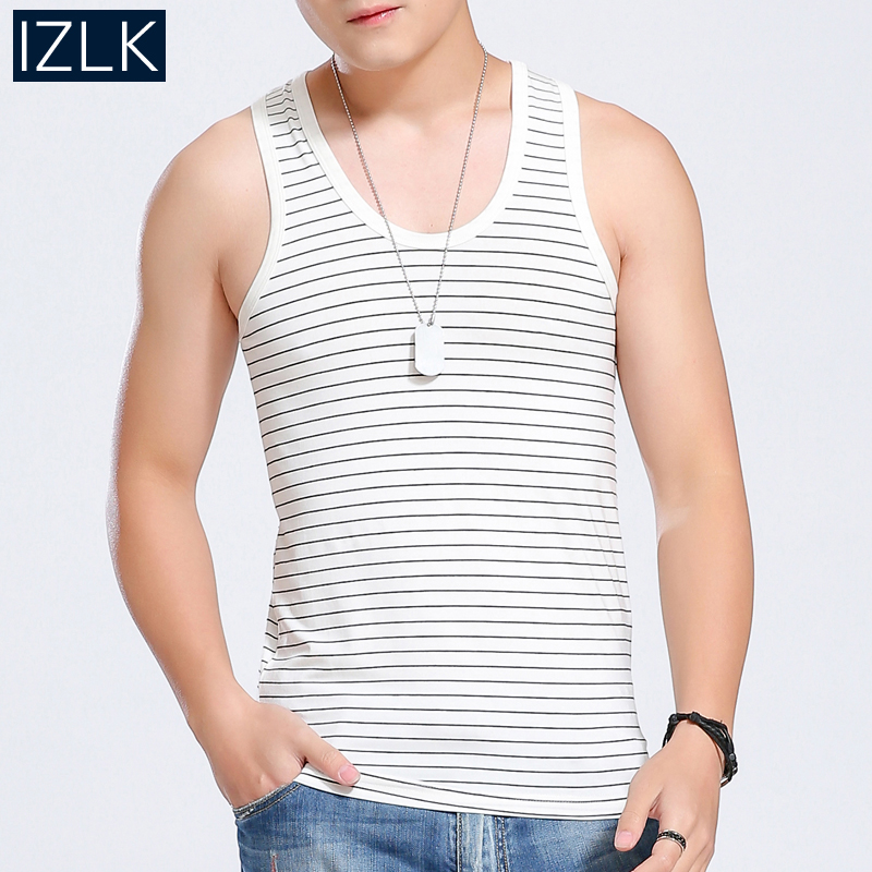 Summer Men's Ice Silk Vest Men's Harness Crossbar Sport Fitness Elastic Beating Bottom Youth Thin Fashion T-shirt