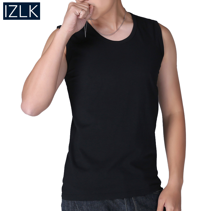 Summer vest men men cotton Youth Sleeveless T-shirt Tight stretch Slim Fit fitness sports wide shoulder shoulder