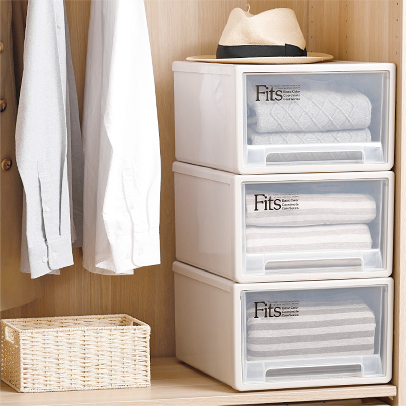 Japan tianma containing box fits plastic transparent large drawer wardrobe finishing box lingerie containing box drawer cabinet