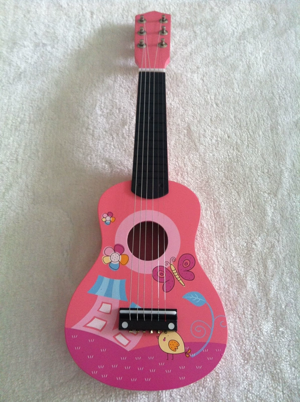 Đồ chơi bằng gỗ guitar 21 inch mô phỏng phim hoạt hình trẻ em đồ chơi guitar giáo dục sớm dụng cụ dây thép có thể chơi nhạc cụ mini