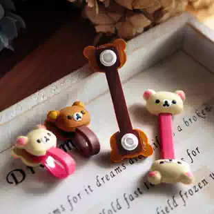 2198 cute light loose bear Korean nail buckle type wire Winder earphone line