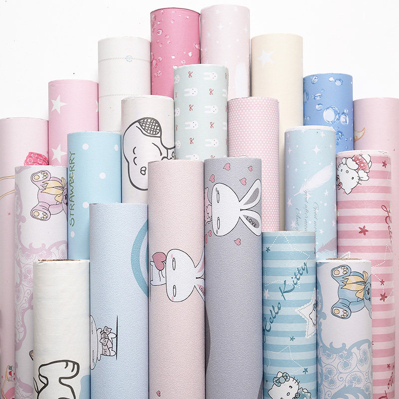 Wallpaper Self-Glued Bedroom Cozy Wallpaper Home Children Room Cartoon College Student Dorm Room Waterproof Moisture-Proof Refurbished Sticker