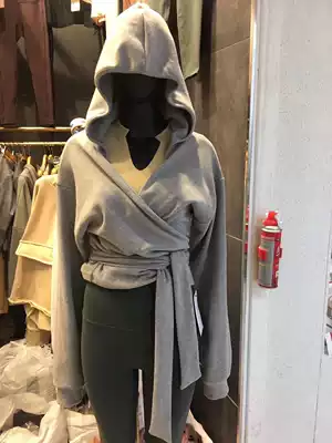 Autumn and winter yoga jacket Korean version of loose outdoor sports hoodie long sleeve female plus velvet padded lace-up blouse