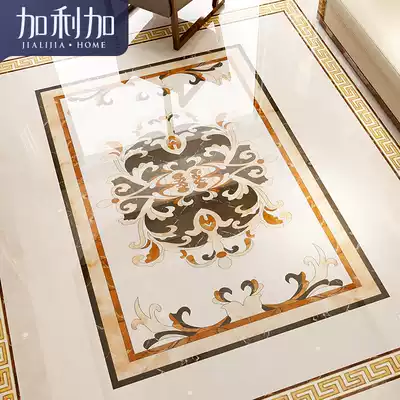 Floor tiles parquet European-style living room tile puzzle Dining room entrance floor tiles gold-plated cast crystal brick aisle puzzle