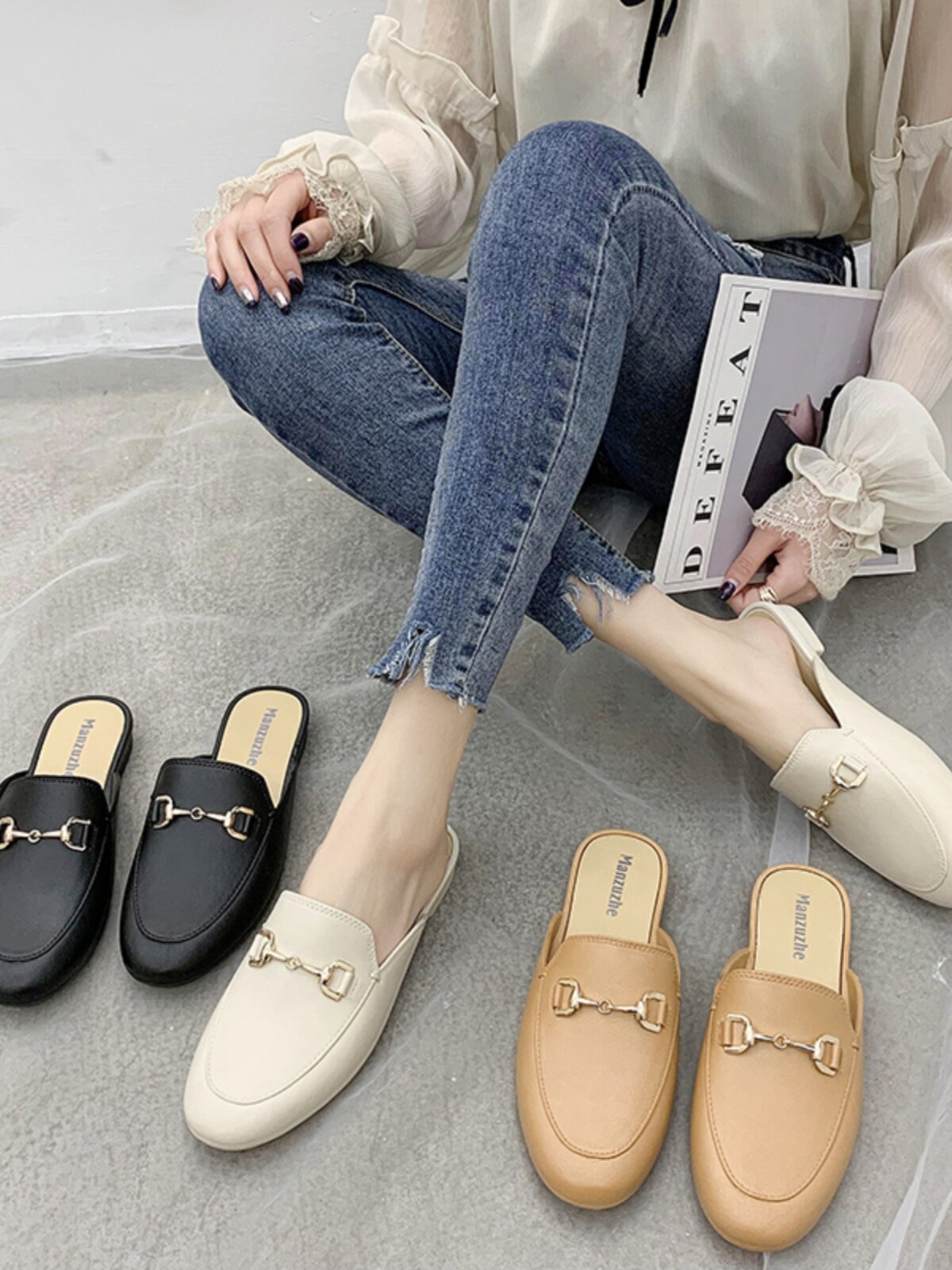 2026 New Style Closed-Toe Half Slippers, Fashionable and Versatile for Outdoor Wear, Trendy Half Slippers for Women, Comfortable Soft-Soled Non-Slip Sandals