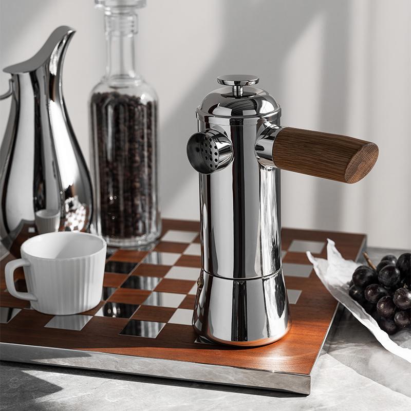 European-Style Stainless Steel Moka Pot, Home Espresso Pot, Light Luxury and High-End Coffee Utensils and Decorations