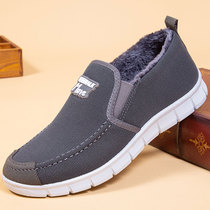 Old Beijing mens casual shoes 2021 autumn and winter new warm second cotton shoes elderly father shoes winter boots men