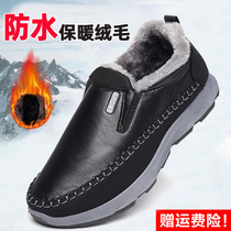 Old Beijing cloth shoes Winter Men Mens cotton shoes waterproof warm plus velvet thickened middle-aged father shoes non-slip soft bottom