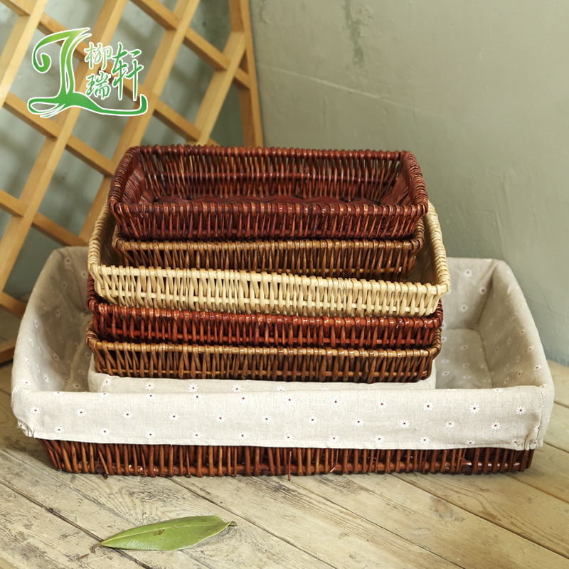 Vine-knitted containing basket Hot Pot Ingredients Display Basket Supermarket Display Basket Bamboo Basket Woven Bread Water Fruit Basket snacks Box-Taobao