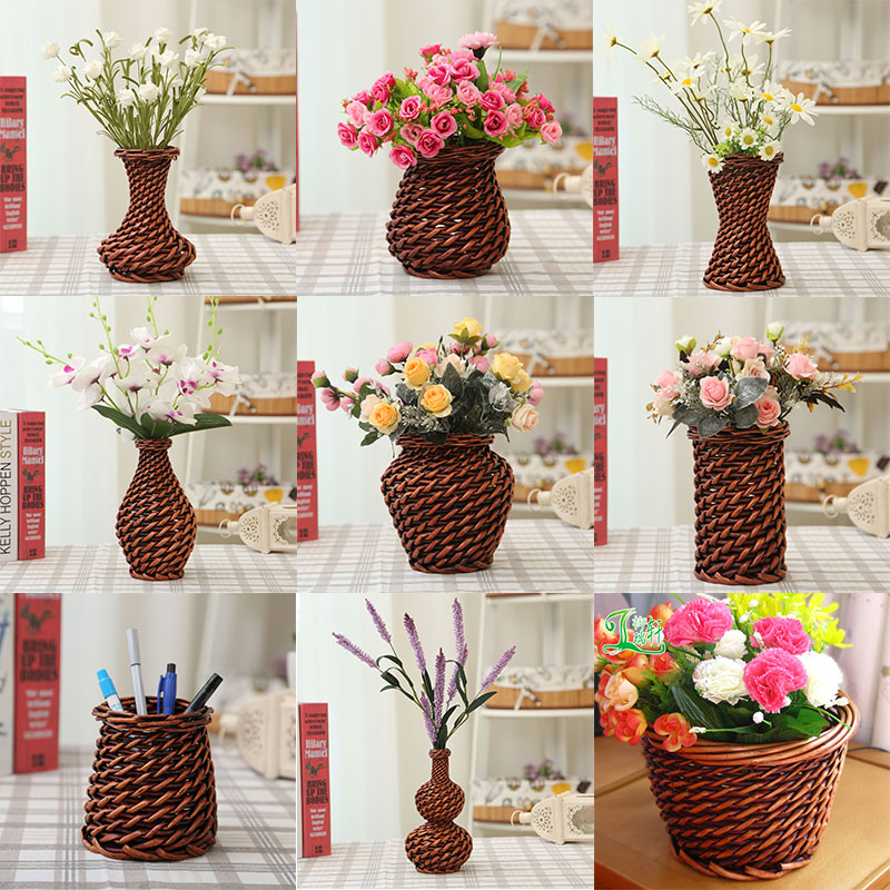 Liushixuan Willow Knitting Vases Home Hotel Living Room Dining Room Dining Room Table Decoration Handicraft Swing Accessories