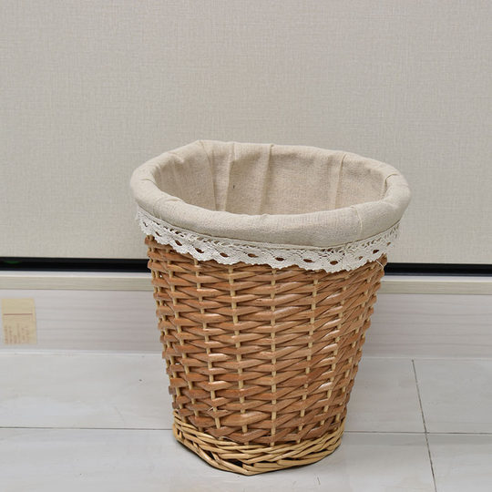 Liu Ruixuan Willow Woven Lidless Trash Can Waste Paper Basket Debris Storage Basket Decorative Basket Creative Flower Arrangement Basket