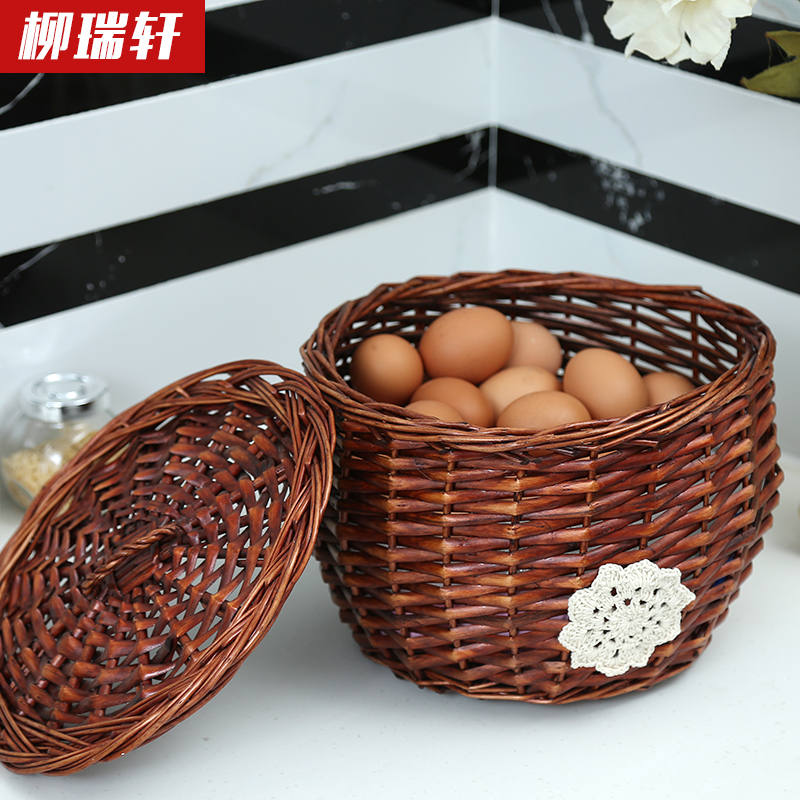 Liu Ruixuan Liu Teng woven storage basket storage basket egg basket storage basket sundry basket with lid kitchen storage basket