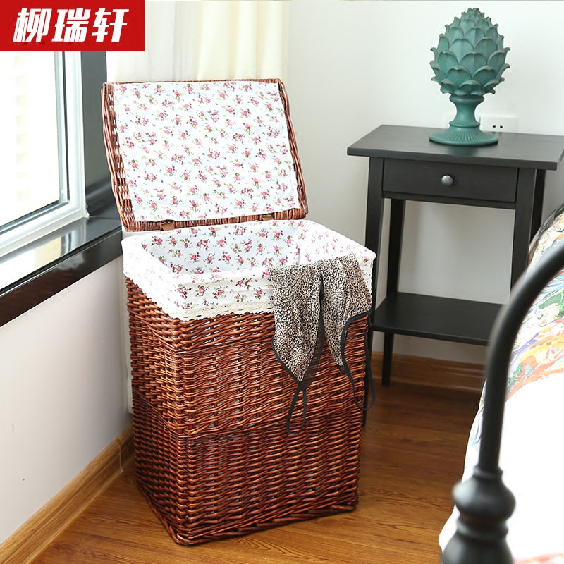 Liu Ruixuan Liu rattan large storage basket hot pot shop clothes storage basket dirty clothes basket with lid laundry basket frame