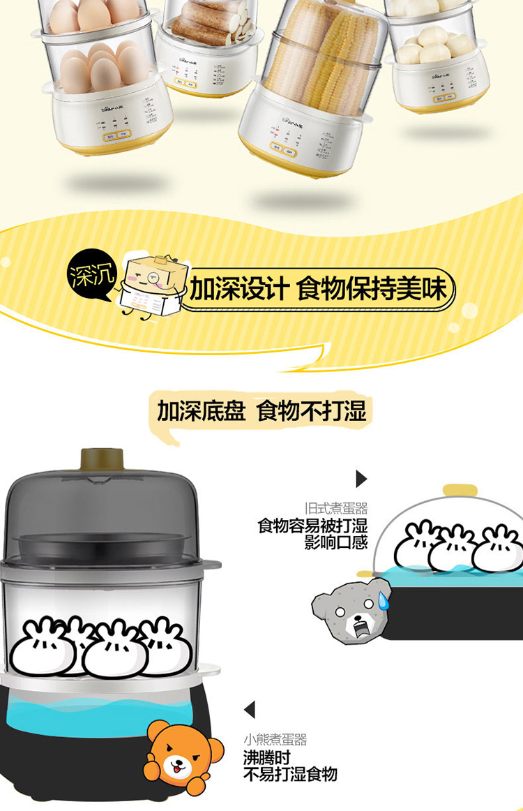 Trứng luộc trứng tự động tắt hẹn hẹn hấp trứng hấp 羹 đôi trứng inox hầm nhỏ nồi hấp 3 tầng