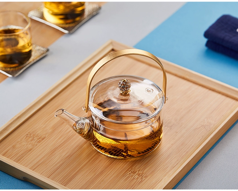 Mesni Ấm Trà Thủy Tinh Nồi Đơn Hộ Gia Đình Nhỏ Chịu Nhiệt Ấm Trà Ấm Siêu Tốc Hoa Ấm Trà Tay Cầm Ấm Trà Bộ Trà bình trà thuỷ tinh đẹp
