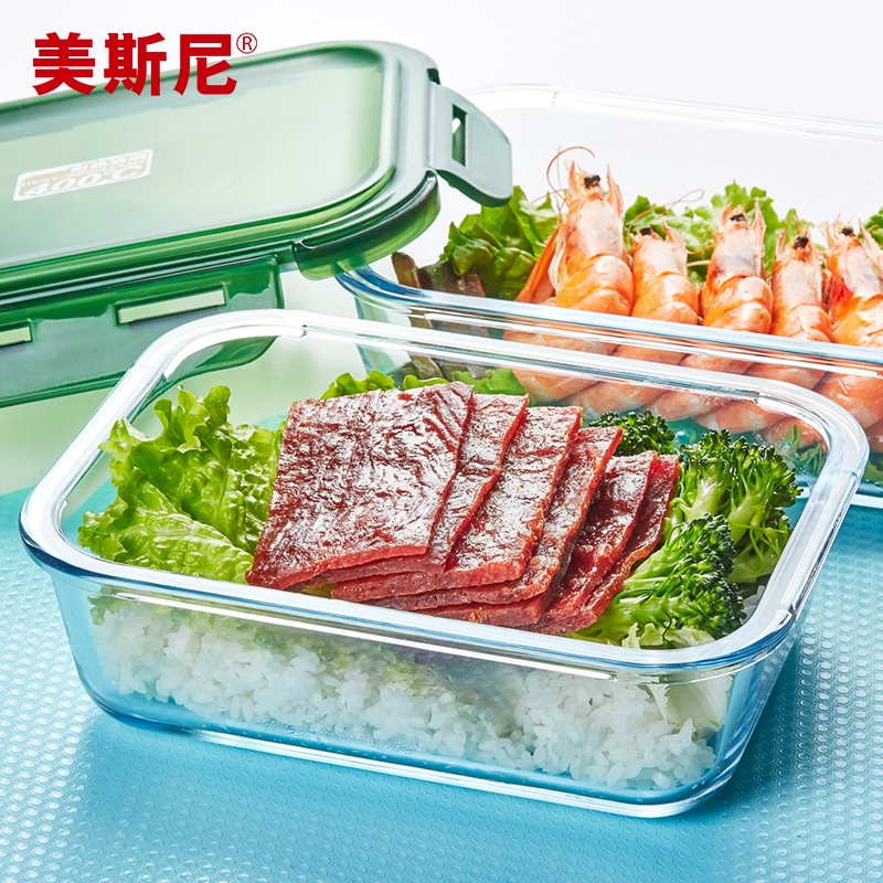 Mesni Kính cách nhiệt Hộp ăn trưa Hộp Bento Lò vi sóng Hộp cơm trưa Hình chữ nhật dày Đặt kín Bát tươi - Hộp cơm điện sưởi ấm