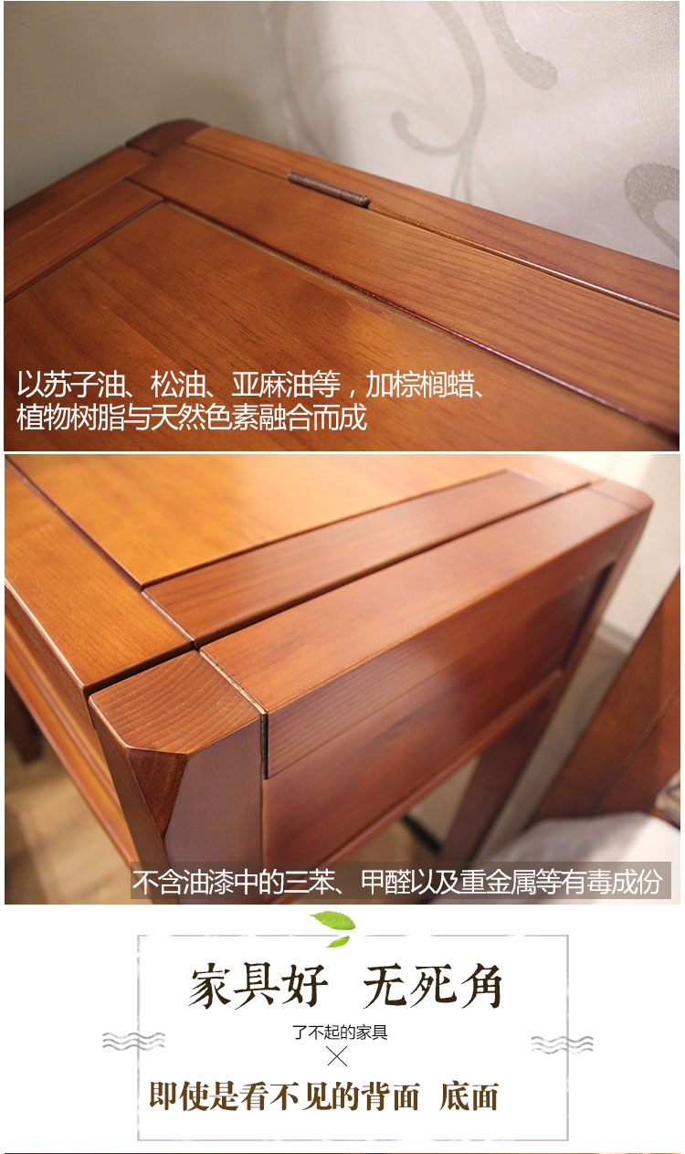 Bắc Âu ánh sáng sang trọng bằng gỗ tếch rắn lật bàn trang điểm tro gỗ gấp bàn trang điểm phân gỗ sáp dầu - Bàn bàn học xếp gọn