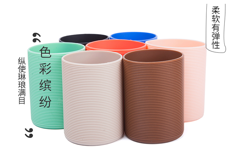 Thẳng dày nửa cơ thể bộ ly thủy tinh chống trượt bộ chống bỏng cách nhiệt silicone tách bộ cốc cốc bảo vệ