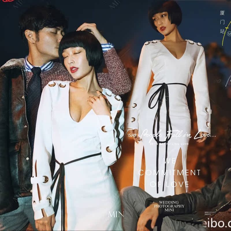 2020 new photo gallery themed outfits Exterior View Brigade Filming Wedding photography lovers Street pat white fish tail photo gown