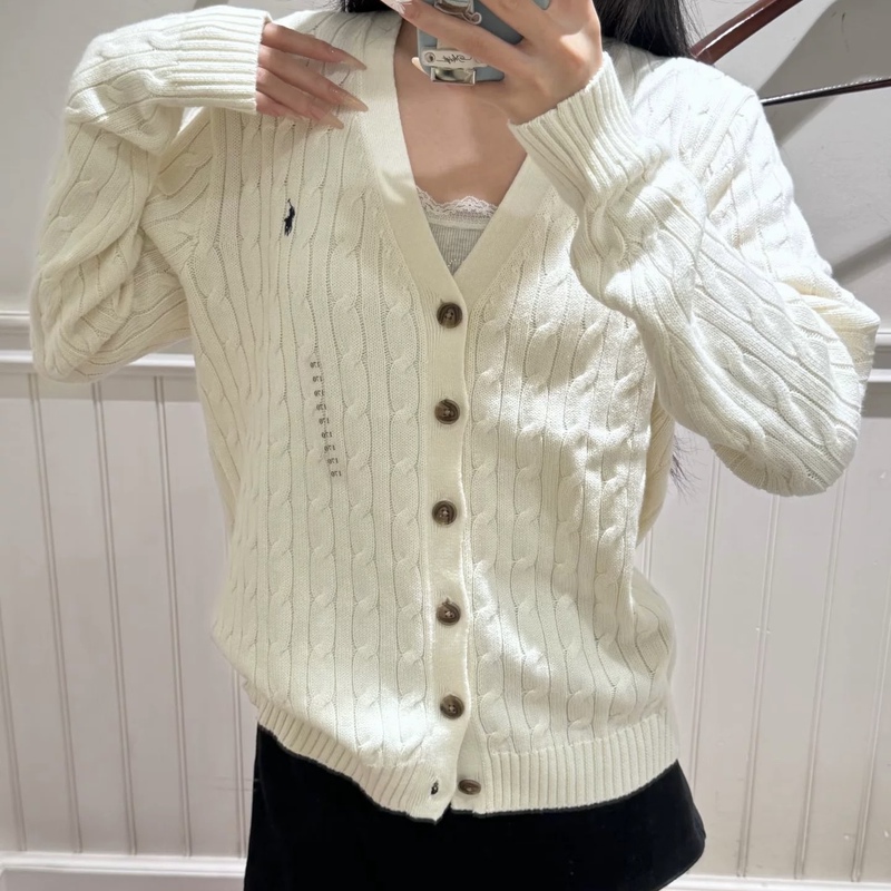 Domestic In-Stock Ralph Lauren Ralph Lauren Boys' Knitted Cardigan Sweater Pure Cotton V-Neck Off-White