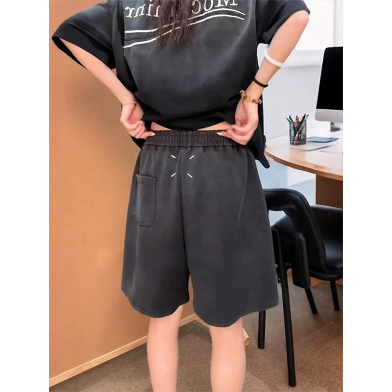 360g水洗黑弯刀重磅短裤男夏季宽松潮牌休闲五分裤百搭运动五分裤