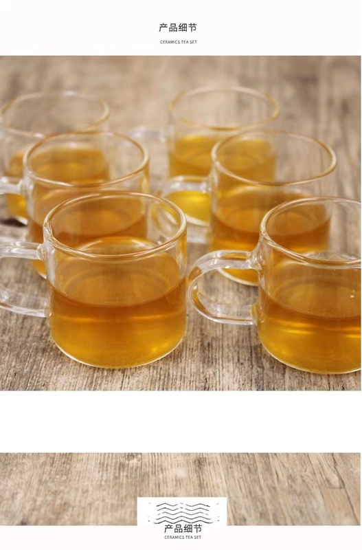 Đài Loan thủy tinh thủy tinh cao cấp bộ ấm trà thủy tinh 6 gói thủy tinh nhỏ bộ ấm chén nhỏ bộ ấm trà chống đóng cặn - Trà sứ