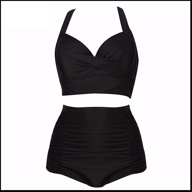 New large size large-bra swimsuit female high waist covering fold two pieces bikini single-selling swimsuit