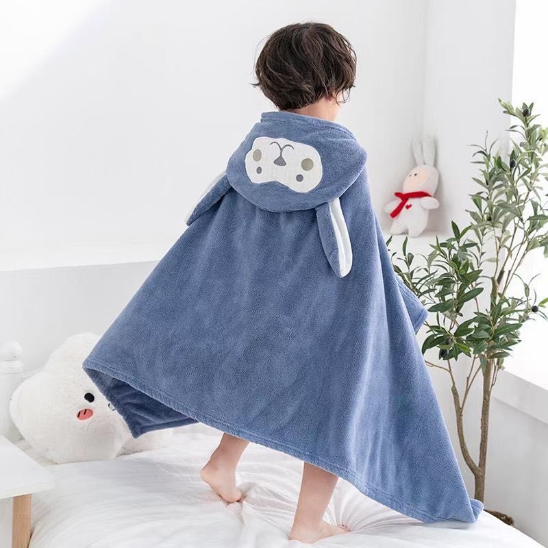 Japan GP baby bath towel children coral velvet hat cloak bath bathrobe autumn and winter thick soft absorbent water