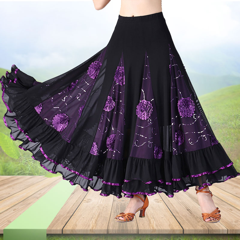 Morden Dance Half Body Dress New High Waist National Standard Ballroom Dance Dress Summer Square Dance Practice Dancing Dancing Big Swing Long Skirt-Taobao