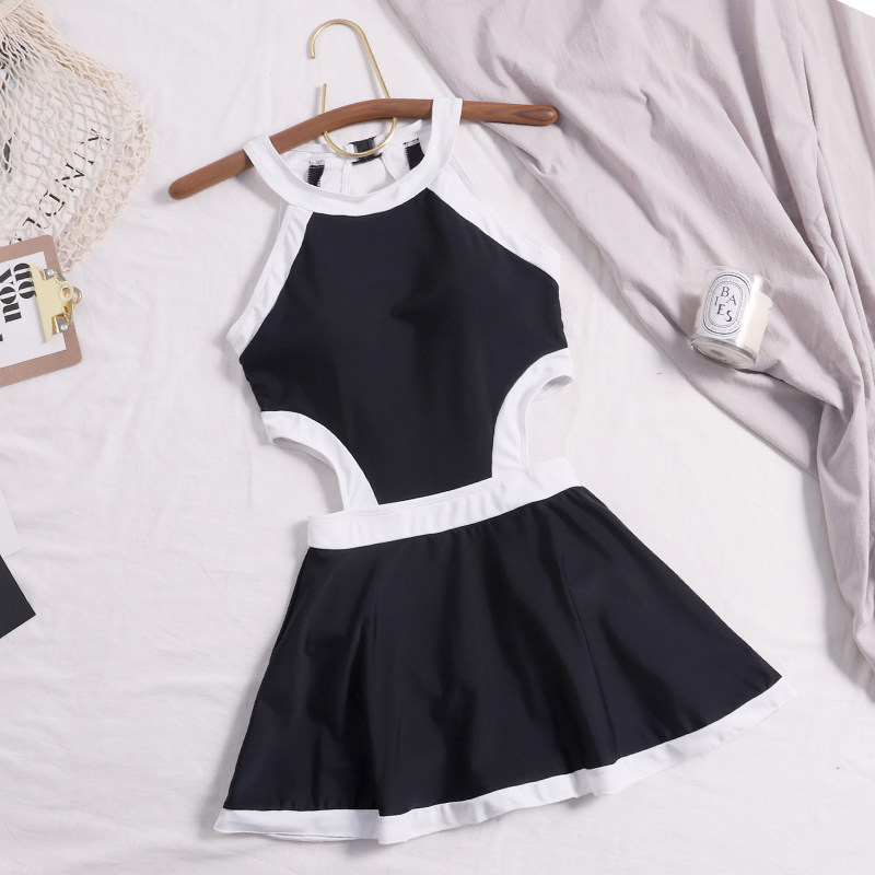 2021 new swimwear women's summer small breasts gather for a collage and a thin belly spa conservative even with a skirt-style flat corner swimsuit