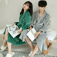 Cặp đôi áo ngủ nữ mùa đông flannel áo choàng tắm dày cộng với áo tắm dài đồ bơi san hô lông cừu áo choàng nam mùa đông kích thước lớn đồ ngủ sexy mới nhất 2021