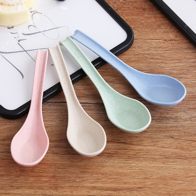 Wheat Straw Long Handle Soup Spoon Creative Home Tablespoon Multicolored Tablespoon Environmentally Friendly Cutlery Korean Plastic Teething Spoon