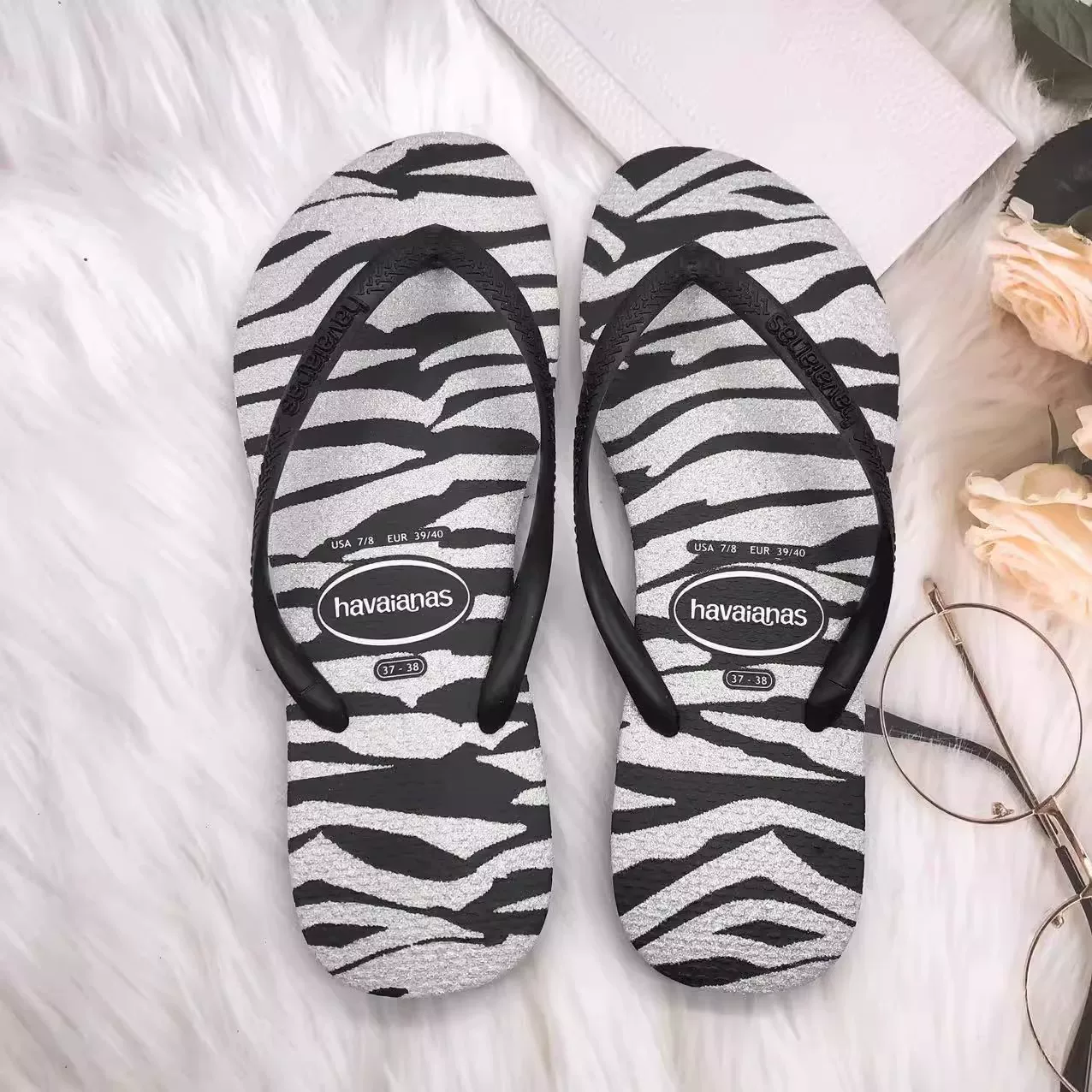 [2024 бразилия оригинал havaianas SLIM женские принт шлепанцы противоскользящие пляж прогулочные]